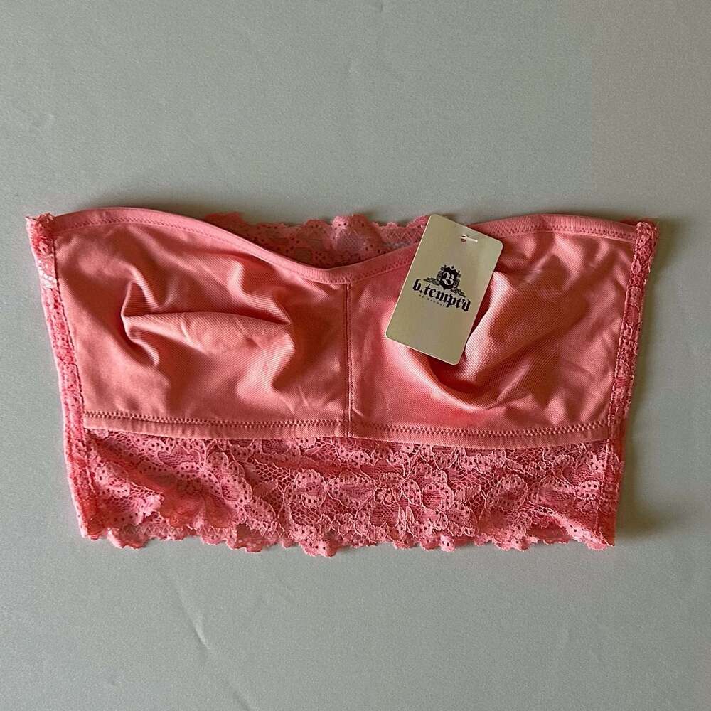 B. Tempt’d Lace Bandeau Bra Pink Size Small NWT Strapless Bralette